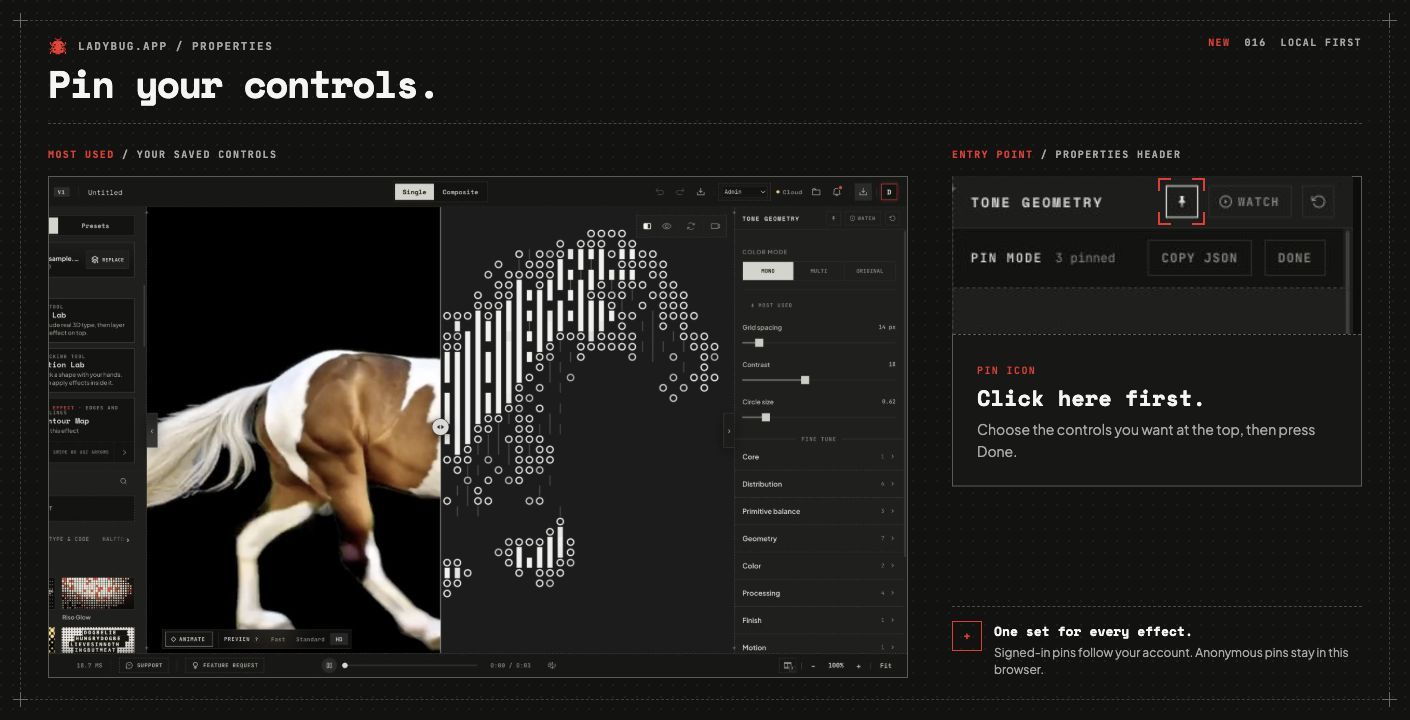 Pin the controls you use most preview